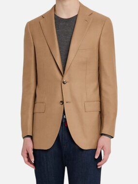 Kiton Men's Brown Cashmere Three Button-Front Blazer Suit Jacket Size 52R